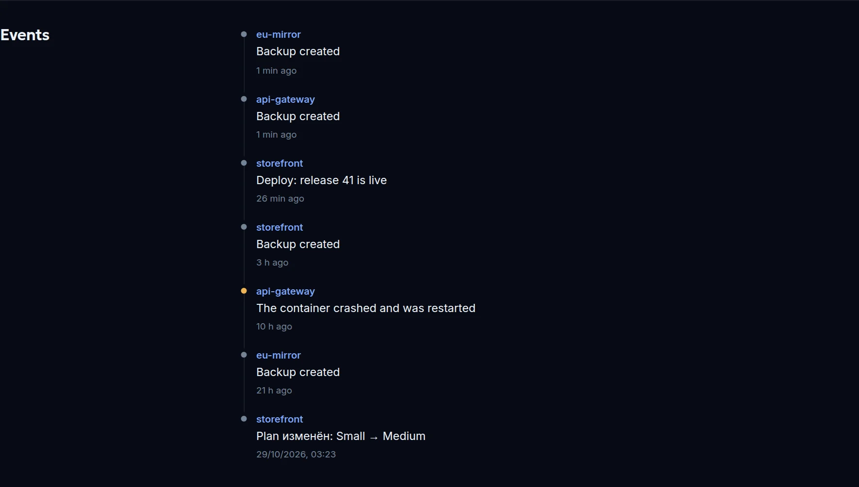Resource event feed
