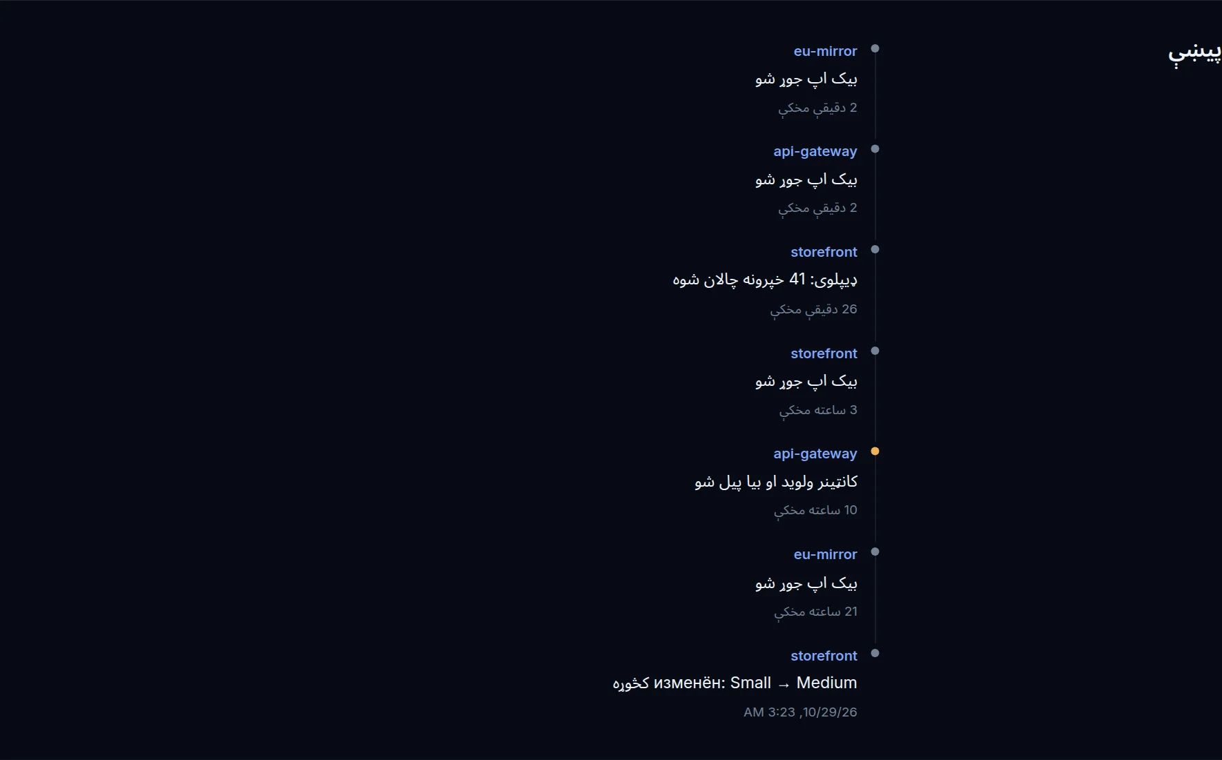 د سرچینې د پیښو لړ